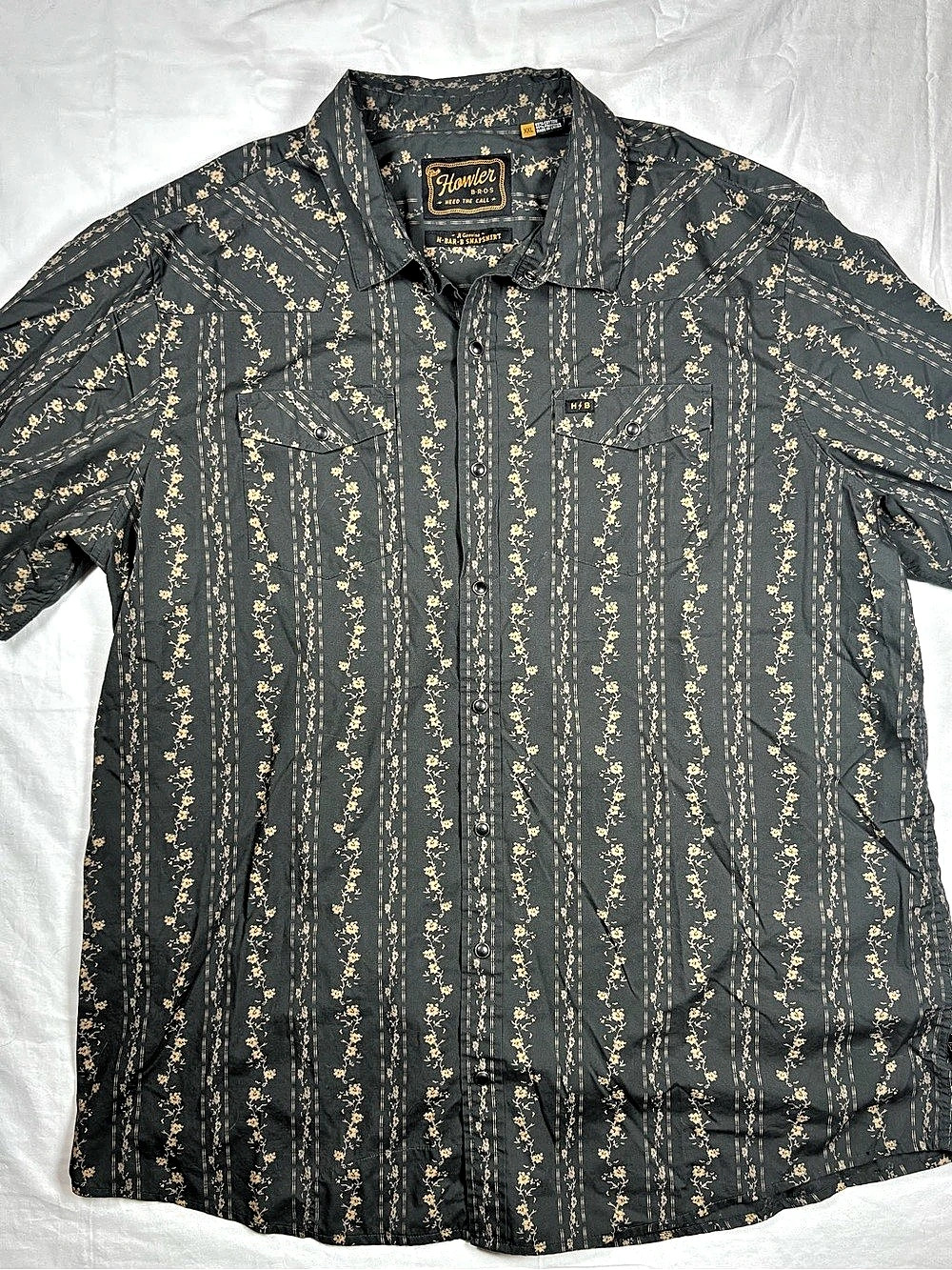 Howler Bros H Bar B Snapshirt Floral Snapshirt Gray & Yellow XXL